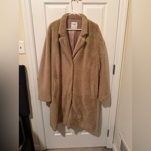 Abercrombie & Fitch Tan Faux Fur Coat